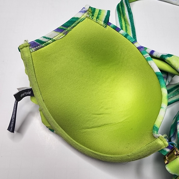 Aerie Push-up Bikini Swim Top Teal Blue 36C Front Clasp - Picture 5 of 9